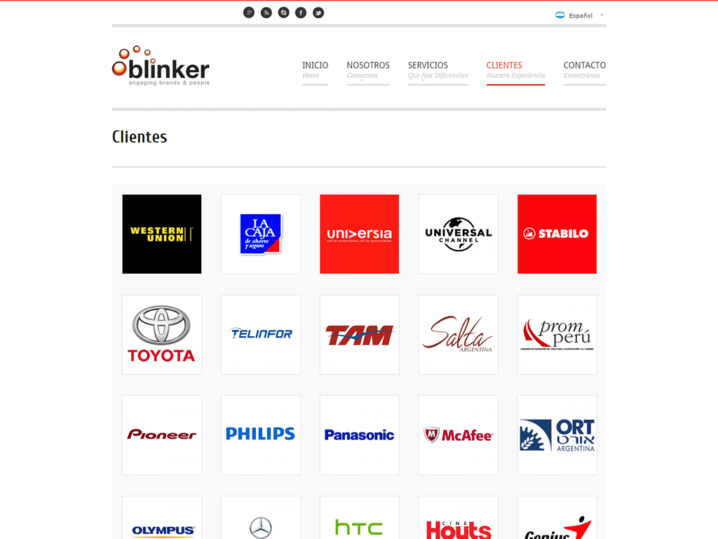 Diseño de sitio web institucional en wordpress para la marca Blinker - Sección Logos