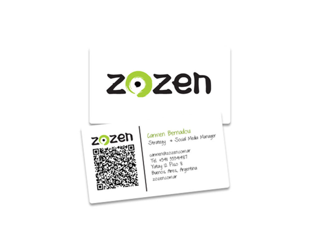 Diseño de tarjetas personas para la marca Zozen